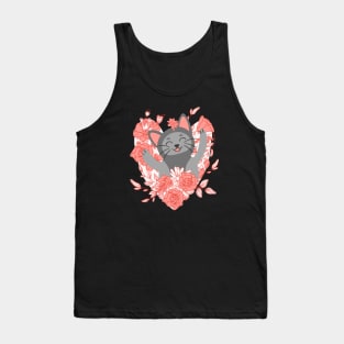 Happy Cat with Heart Tank Top